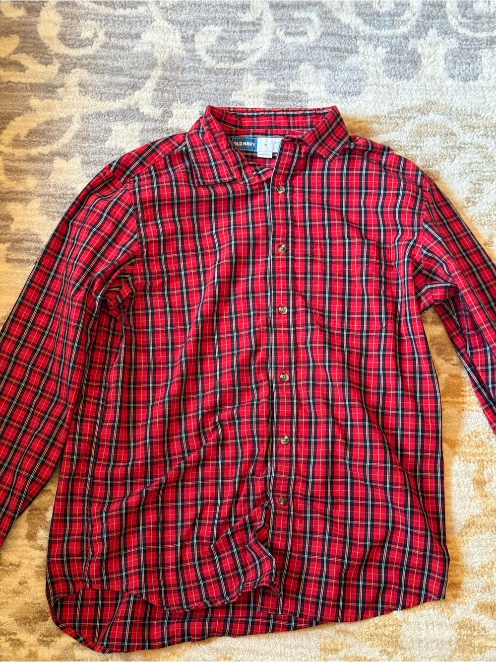 Old Navy Red and Black Plaid Button-Down Shirt for Men